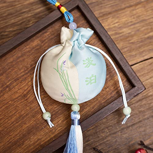 CAAXAINGJIAG Schmuck aus Seide Brieftasche 2 Stück kleine Sachets, chinesische bestickte Beutel, Geschenkbeutel mit Kordelzug, Leere Duftbeutel, Hanfu-Zubehör, Anhänger, Auto-Hängedekoration(Blue) von CAAXAINGJIAG