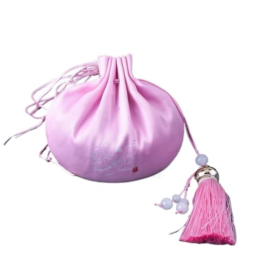 CAAXAINGJIAG Schmuck aus Seide Brieftasche 4 Stück chinesische Duftsäckchen, bestickte Lotusbeutel, Geschenkbeutel mit Kordelzug, Leere Duftsäckchen mit Quaste, Hanfu-Zubehör-Anhänger(Pink) von CAAXAINGJIAG