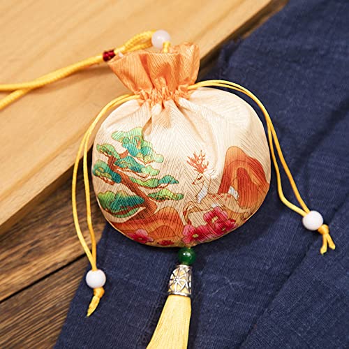 CAAXAINGJIAG Schmuck aus Seide Brieftasche 4 Stück kleine Beutelchen aus Brokat, Geschenkbeutel mit Kordelzug, leerer Duftbeutel, Hanfu-Zubehör, Anhänger, Auto-Hängedekoration(Orange) von CAAXAINGJIAG