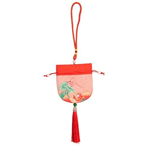 CAAXAINGJIAG Schmuck aus Seide Brieftasche 4 Stück kleine Beutelchen aus Brokat, Geschenkbeutel mit Kordelzug, leerer Duftbeutel, Hanfu-Zubehör, Anhänger, Auto-Hängedekoration(Red) von CAAXAINGJIAG