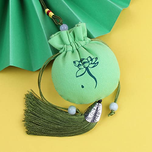 CAAXAINGJIAG Schmuck aus Seide Brieftasche 4 Stück kleine Sachets mit Lotusmuster, Beutel mit Kordelzug, Geschenktüte, leerer Duftbeutel, Hanfu-Zubehör, Anhänger, Auto-Hängedekoration(Green) von CAAXAINGJIAG