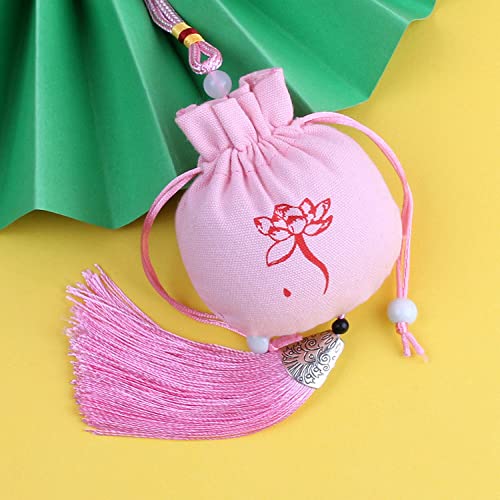 CAAXAINGJIAG Schmuck aus Seide Brieftasche 4 Stück kleine Sachets mit Lotusmuster, Beutel mit Kordelzug, Geschenktüte, leerer Duftbeutel, Hanfu-Zubehör, Anhänger, Auto-Hängedekoration(Pink) von CAAXAINGJIAG