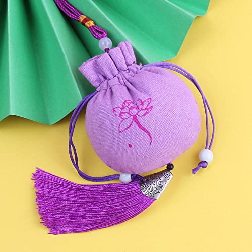 CAAXAINGJIAG Schmuck aus Seide Brieftasche 4 Stück kleine Sachets mit Lotusmuster, Beutel mit Kordelzug, Geschenktüte, leerer Duftbeutel, Hanfu-Zubehör, Anhänger, Auto-Hängedekoration(Purple) von CAAXAINGJIAG