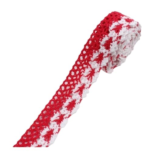 CAAXAINGJIAG Spitzenband. Spitzenband Stoff Nähen DIY Handwerk, Baumwolle Spitzenband Vintage Häkelband Spitzenbordüre for Nähen DIY Hochzeit Kleidung Geschenkbox(Red) von CAAXAINGJIAG