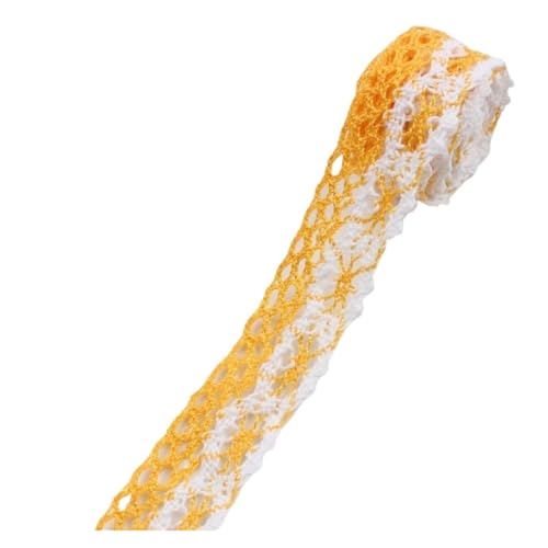 CAAXAINGJIAG Spitzenband. Spitzenband Stoff Nähen DIY Handwerk, Baumwolle Spitzenband Vintage Häkelband Spitzenbordüre for Nähen DIY Hochzeit Kleidung Geschenkbox(Yellow) von CAAXAINGJIAG