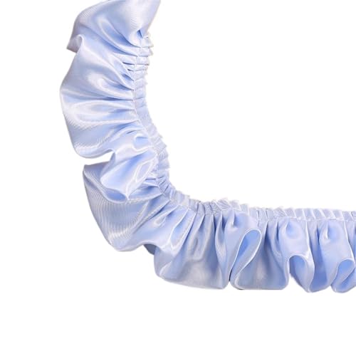 CAAXAINGJIAG Spitzenband. Spitzenband Stoff Nähen DIY Handwerk, Doppellagiges Satin-Rüschen-Spitzenbordüre-Dekorband for Nähen von Kleidung, Hochzeitsdekoration(Blue) von CAAXAINGJIAG