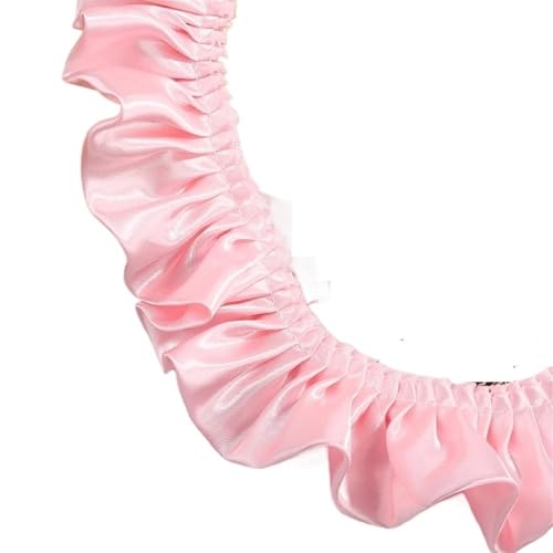 CAAXAINGJIAG Spitzenband. Spitzenband Stoff Nähen DIY Handwerk, Doppellagiges Satin-Rüschen-Spitzenbordüre-Dekorband for Nähen von Kleidung, Hochzeitsdekoration(Pink) von CAAXAINGJIAG