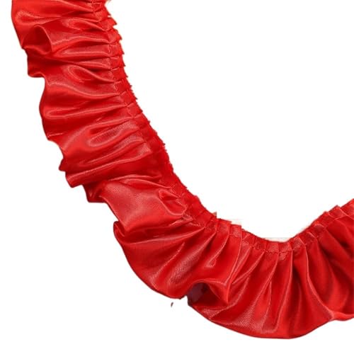 CAAXAINGJIAG Spitzenband. Spitzenband Stoff Nähen DIY Handwerk, Doppellagiges Satin-Rüschen-Spitzenbordüre-Dekorband for Nähen von Kleidung, Hochzeitsdekoration(Red) von CAAXAINGJIAG