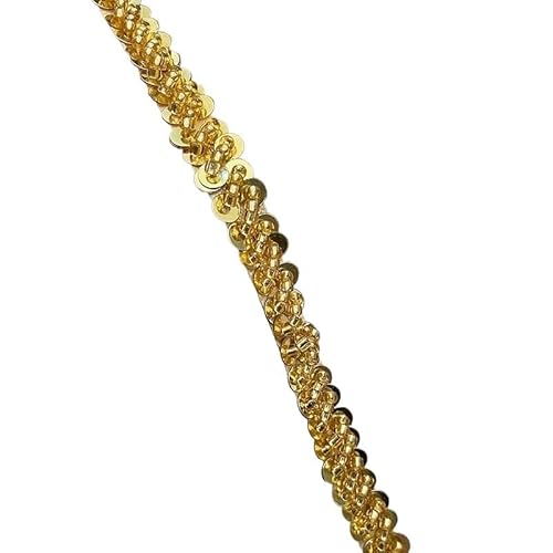 CAAXAINGJIAG Spitzenband. Spitzenband Stoff Nähen DIY Handwerk, Handperlen Paillettenband Spitze Dekoband, Spitze for Nähen, Basteln, Hochzeit, Vorhang(Gold) von CAAXAINGJIAG