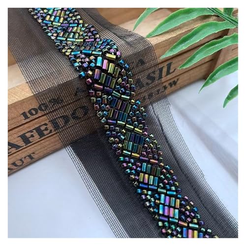 CAAXAINGJIAG Spitzenband. Spitzenband Stoff Nähen DIY Handwerk, Spitzenband mit Perlen, Besatz Perlenband Kragenapplikation for Nähen Handwerk Kleid Kragen Kleidung Hochzeit(Multi-Colored) von CAAXAINGJIAG