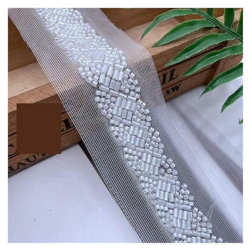 CAAXAINGJIAG Spitzenband. Spitzenband Stoff Nähen DIY Handwerk, Spitzenband mit Perlen, Besatz Perlenband Kragenapplikation for Nähen Handwerk Kleid Kragen Kleidung Hochzeit(White) von CAAXAINGJIAG