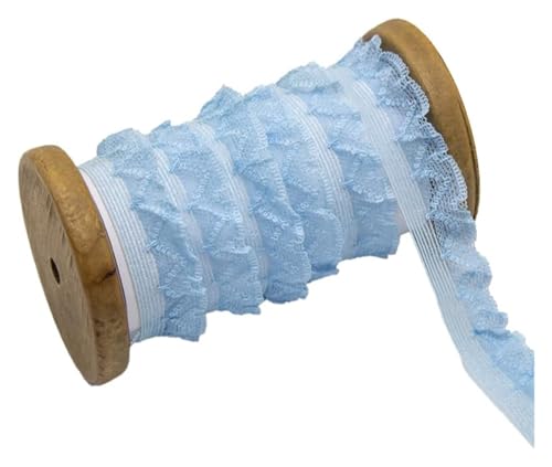 CAAXAINGJIAG Spitzenband. Spitzenband Stoff Nähen DIY Handwerk, elastisches Spitzenband, Plissierte Spitze, gerüschtes Chiffonband for Nähen, Basteln, Hochzeit, Party, Dekoration(Blue) von CAAXAINGJIAG