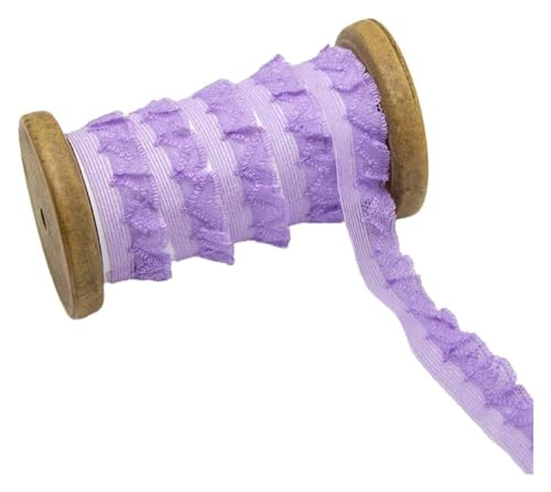 CAAXAINGJIAG Spitzenband. Spitzenband Stoff Nähen DIY Handwerk, elastisches Spitzenband, Plissierte Spitze, gerüschtes Chiffonband for Nähen, Basteln, Hochzeit, Party, Dekoration(Purple) von CAAXAINGJIAG