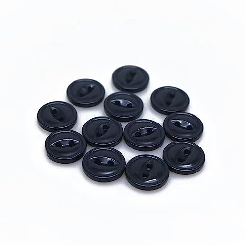 Knöpfe Mantelknöpfe 100 Stück 9 mm/10 mm/11 mm/12 mm/15 mm/18 mm Polyester-Knopf, niedliche Fischaugen-Schnalle, Nähknopf, Zubehör, Kunstharz-Hemdknopf for Heimwerker(Black With Edge,20mm) von CAAXAINGJIAG