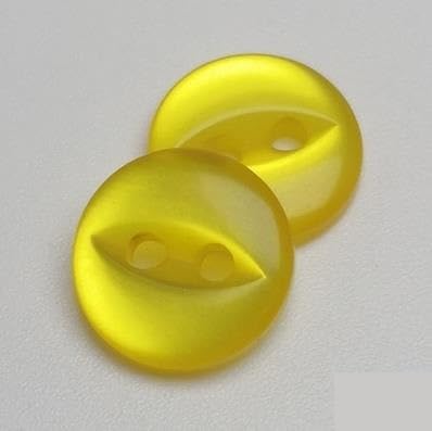 Knöpfe Mantelknöpfe 100 Stück 9 mm/10 mm/11 mm/12 mm/15 mm/18 mm Polyester-Knopf, niedliche Fischaugen-Schnalle, Nähknopf, Zubehör, Kunstharz-Hemdknopf for Heimwerker(Yellow No Edge,20mm) von CAAXAINGJIAG