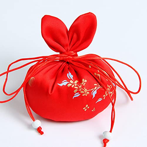 Schmuck aus Seide Brieftasche 4 Stück Sachet-Beutel, chinesische Traditionsbeutel, Geschenkbeutel mit Kordelzug, leerer Duftbeutel, Hanfu-Zubehör, Anhänger, Schrank, hängende Dekoration(Red) von CAAXAINGJIAG