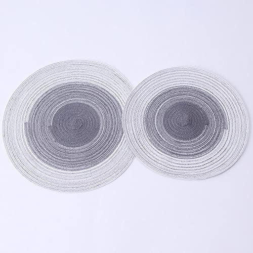 Speisesaal. Runde Tischsets for den Esstisch, 2er-Set, hitzebeständige, rutschfeste Küchen-Essmatten, gewebtes Baumwollgarn, Tischsets mit Farbverlauf, Untersetzer(Dark Grey,11.8 in(30cm)) von CAAXAINGJIAG