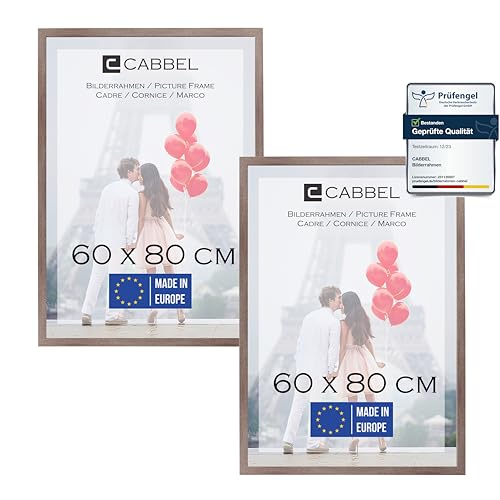 CABBEL 2x Bilderrahmen 60x80 cm Eiche Dunkel Rahmen 2-Pack | Dokumentenrahmen, Collage, Poster | MDF Holz-Posterrahmen Acrylglas | Picture Frame, Puzzlerahmen, Bilder, Fotorahmen zum Aufhängen von CABBEL