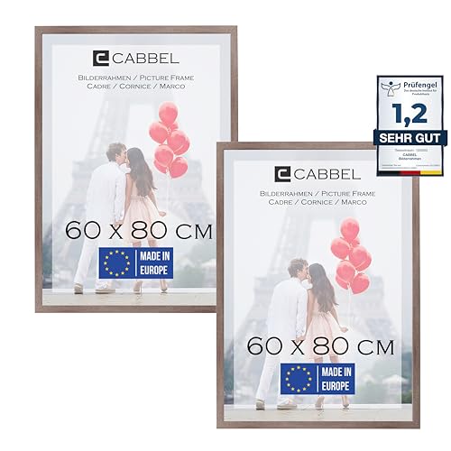 CABBEL 2x Bilderrahmen 60x80 cm Eiche Dunkel Rahmen 2-Pack | Dokumentenrahmen, Collage, Poster | MDF Holz-Posterrahmen Acrylglas | Picture Frame, Puzzlerahmen, Bilder, Fotorahmen zum Aufhängen von CABBEL