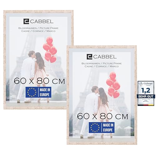 CABBEL 2x Bilderrahmen 60x80 cm Birke Rahmen 2-Pack | Dokumentenrahmen, Collage, Poster | MDF Holz-Posterrahmen Acrylglas | Picture Frame, Puzzlerahmen, Bilder, Fotorahmen zum Aufhängen von CABBEL