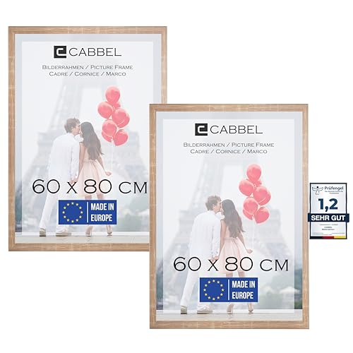 CABBEL 2x Bilderrahmen 60x80 cm Mokka Rahmen 2-Pack | Dokumentenrahmen, Collage, Poster | MDF Holz-Posterrahmen Acrylglas | Picture Frame, Puzzlerahmen, Bilder, Fotorahmen zum Aufhängen von CABBEL