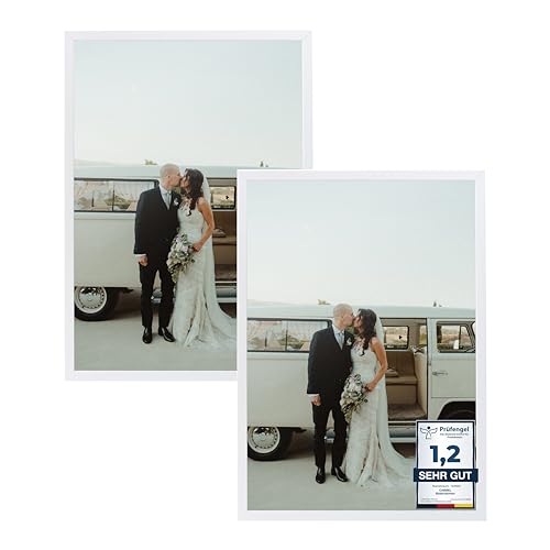 CABBEL 2X Bilderrahmen 60x80 cm Weiß Rahmen 2-Pack | Dokumentenrahmen, Collage, Poster | MDF Holz-Posterrahmen Acrylglas | Picture Frame, Puzzlerahmen, Bilder, Fotorahmen zum Aufhängen von CABBEL