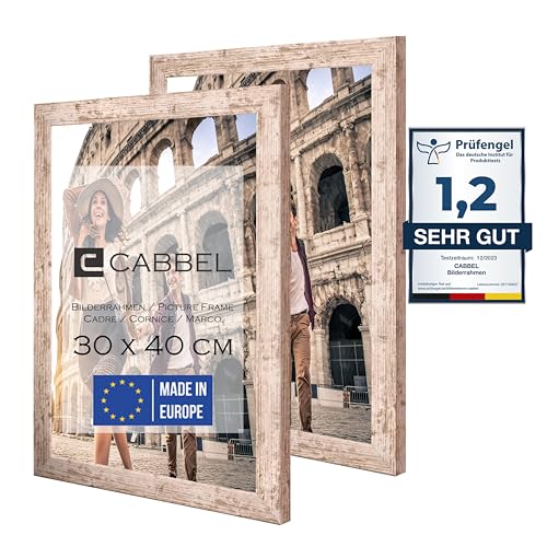 CABBEL Doppelpack (2er Set) Bilderrahmen 30x40 cm, Birke, stabiles MDF-Holz Rahmen, bruchsicherem Plexi-Glas, zum Aufhängen, ideal für Fotos/Bilder/Collage von CABBEL