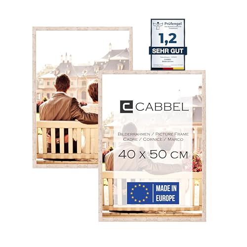 CABBEL Doppelpack (2er Set) Bilderrahmen 40x50 cm, Birke, stabiles MDF-Holz Rahmen, bruchsicherem Plexi-Glas, zum Aufhängen, ideal für Fotos/Bilder/Collage von CABBEL