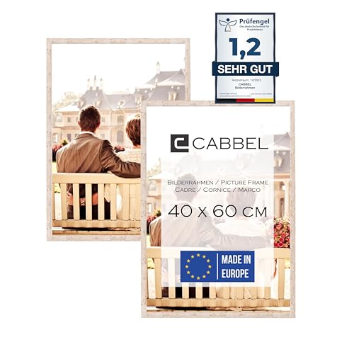 CABBEL Doppelpack (2er Set) Bilderrahmen 40x60 cm, Birke, stabiles MDF-Holz Rahmen, bruchsicherem Plexi-Glas, zum Aufhängen, ideal für Fotos/Bilder/Collage von CABBEL