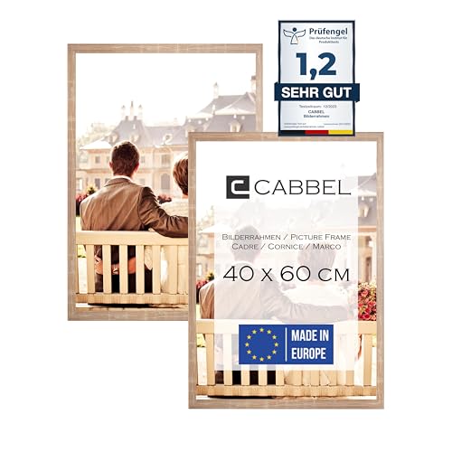 CABBEL Doppelpack (2er Set) Bilderrahmen 40x60 cm, Mokka, stabiles MDF-Holz Rahmen, bruchsicherem Plexi-Glas, zum Aufhängen, ideal für Fotos/Bilder/Collage von CABBEL