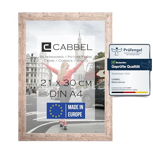 CABBEL Einzelpack (1 STK.) Bilderrahmen DIN A4 21x30 MDF Holz-Rahmen in Birke | mit bruchsicherem Plexi-Glas/Modern von CABBEL