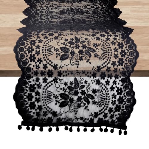 CABODYALS 1 x Tischläufer Aus Spitze Groß Schwarz Rustikale Hochzeitstischdecke Rechteckig Vintage Romantisch Rechteckig Boho Esstischläufer Dekor Für Hotel Zuhause Wohnzimmer Brautparty Halloween CABODYALS 1 x Tischläufer Aus Spitze Groß Schwarz Rustikale Hochzeitstischdecke Rechteckig Vintage Romantisch Rechteckig Boho Esstischläufer Dekor Für Hotel Zuhause Wohnzimmer Brautparty Halloween von CABODYALS