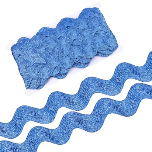 CABODYALS 10 Yards 1.57 Zoll/40mm Blau Glitzerndes RIC Rac Trim Rick Rack Band Breit Gewellt Weihnachten Metallisch Biegen Fransen Spitzenrand Band Zum Nähen Machen Handwerk Geschenkverpackung Hochzei von CABODYALS