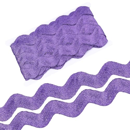 CABODYALS 10 Yards 1.57 Zoll/40mm Lila Rick Rack Band RIC Rac Wave Trim Weihnachten Glitter Metallic Nähen Biegen Fransen Spitze Rand Band Für Nähen Herstellung Handwerk Blume Home Party Dekor Versorg von CABODYALS