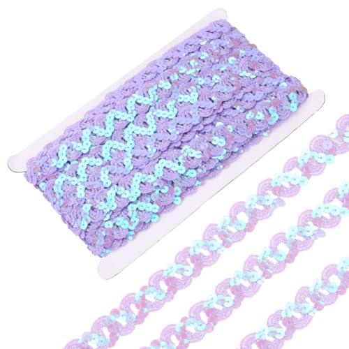 CABODYALS 10.97 m Violette Paillettenbesatz Paillettenschnur Bandstreifen Flach Glänzend Hell Violette Pailletten Glitzernde Rolle Zum Nähen Herstellen von Weihnachten DIY Kleidung Ornament Schmuck Ac von CABODYALS