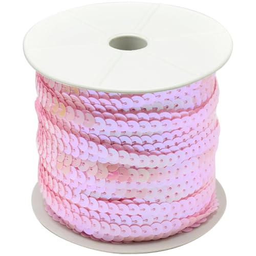 CABODYALS 91.44m Rosa Borte Pailletten Glitzer Bänder Elastisches Paillettenband Glitzerbesatz Spitzenband Geschenkbändchen Weihnachtsband Dekoband Zum Nähen Basteln Geschenkverpackung Kleid Deko von CABODYALS