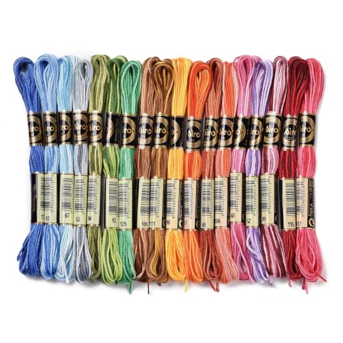 CABODYALS 18 Strang 6 Stränge 157.5 Yards Polyester Stickgarn Mit Farbverlauf Buntes Regenbogen Crewel Kreuzstichgarn Armbandgarn In Großpackung Für Die Schmuckherstellung Weihnachtsdekorationen DIY P von CABODYALS