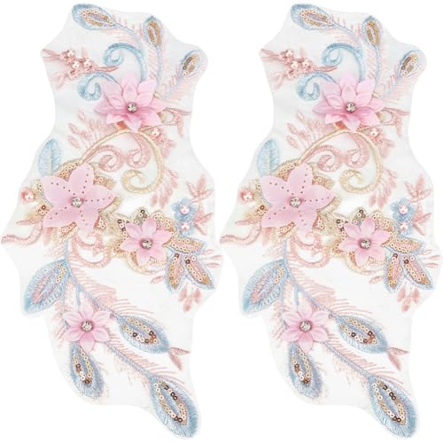 CABODYALS 2 Stück 3D Stickerei Applikation Mit Blumenmotiv Strasssteinen Bestickten Perlen Pailletten Spitzenapplikationen Aus Polyester Rosa Blume Zum Aufnähen Auf Tüll Zum Nähen Herstellen von Kleid CABODYALS 2 Stück 3D Stickerei Applikation Mit Blumenmotiv Strasssteinen Bestickten Perlen Pailletten Spitzenapplikationen Aus Polyester Rosa Blume Zum Aufnähen Auf Tüll Zum Nähen Herstellen von Kleid von CABODYALS