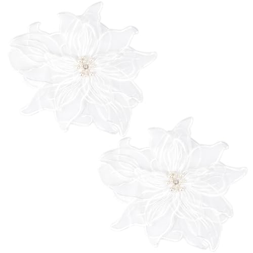 CABODYALS 2 Stück 3D Stickerei Applikation Mit Blumenmuster Weiße Kristallblumen Perlen Applikationen Polyester Strass Perlenspitze Zum Aufnähen Auf Tüll Flicken Zum Nähen Und Herstellen von Brautstof von CABODYALS