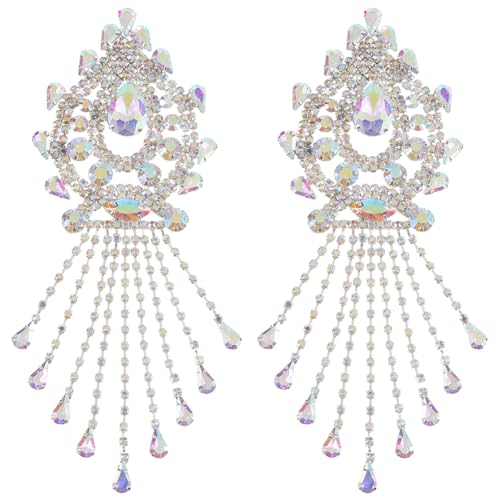 CABODYALS 2 Stück Silberne Strass Fransen Applikation Mit ab Diamant Zum Aufbügeln Glitzernde Quaste Glas Florales Tropfendesign Einseitige Kristall Patches Für Kleider Kostüme Dekoration Geschenke DI von CABODYALS