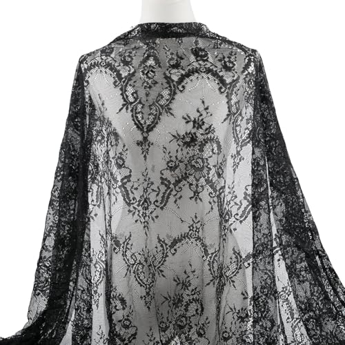 CABODYALS 3 m Schwarzer Netzstoff Mit Quasten Bestickter Seidenstoff Quadratisch Massives Spitzentuch Tüllstickerei Vintage Tuch Zum Nähen Herstellen von DIY Hochzeitstischkleidung Hintergrundzubehör CABODYALS 3 m Schwarzer Netzstoff Mit Quasten Bestickter Seidenstoff Quadratisch Massives Spitzentuch Tüllstickerei Vintage Tuch Zum Nähen Herstellen von DIY Hochzeitstischkleidung Hintergrundzubehör von CABODYALS