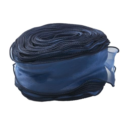 CABODYALS 38 Yards 2 Zoll Marineblaues Durchsichtiges Band Blaues Transparentes Band Durchsichtiges Chiffon Tüll Organzaband Zum Verpacken von Geschenken Blumen Weihnachtshochzeitssträußen Einladungen von CABODYALS