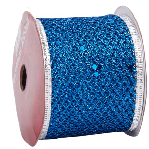 CABODYALS 8.99 m Blaues Glitzerndes Band Durchsichtige Glitzernetz Besätze Funkelnde Drahtbänder Pailletten Tüllbesatz Polyester Stoffbesätze Zum Nähen Basteln Kränze Aufsätze Geschenkverpackungen Hei von CABODYALS