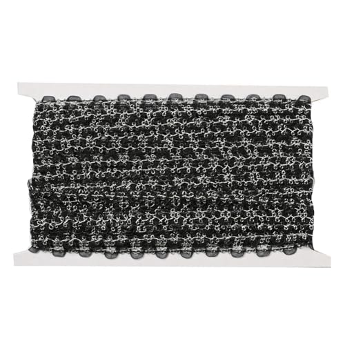 CABODYALS Ca. 22 Yards 1/2 Zoll Schwarzes Spitzenband Plissee Bordüre Silberner Organza Stoff Polyesterbänder Kantenbesatz Zum Nähen Basteln Geschenkverpackungen DIY Weihnachtsparty Dekorationszubehör von CABODYALS