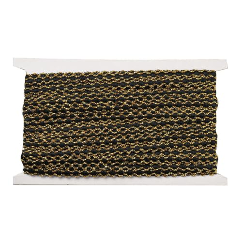 CABODYALS Ca. 22 Yards 1/4 Zoll Schwarz Gold Gewebte Polsterbesatzborte Zopfband Geflochtene Polyester Spitzenkantenbesatz Zum Nähen Basteln Geschenkverpackung DIY Weihnachtsfeier Hochzeitsdekoration von CABODYALS