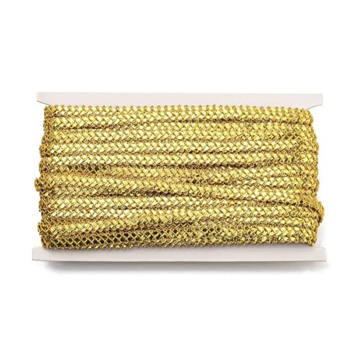 CABODYALS Ca. 22 Yards 3/8 Zoll Gold Perlen Spitzenbesatz Paillettenband Golden Metallic Zopf Pailletten Gewellter Rand Besatz Zum Nähen Machen Geschenkverpackung DIY Weihnachtsbaum Dekoration Zubehör von CABODYALS