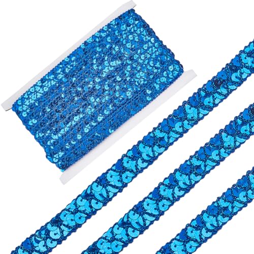 CABODYALS Elastisches Paillettenband 13 m 15mm Dunkelblau Stretchband Flaches Spitzenband Mit Glitzernden Pailletten Glitzerrand Zum Nähen Basteln Geschenkverpackungen DIY Weihnachts Hochzeitseinlad von CABODYALS