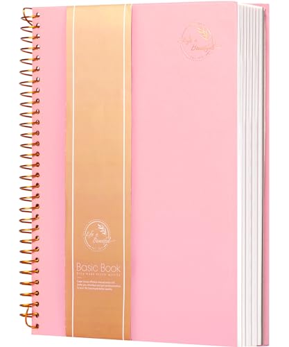 CAGIE Hardcover Notizbuch A4 Liniert mit Spiralbindung 300 Blatt (150 Seiten) Groß Spirale Notizblock Bullet Journal Block Schulbedarf für Arbeit Office Meeting Schule College Essentials, Rosa von CAGIE