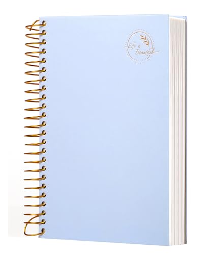 CAGIE Hardcover Notizbuch A5 Liniert mit Spiralbindung 300 Blatt (150 Seiten) Groß Spirale Notizblock Bullet Journal Block Schulbedarf für Arbeit Office Meeting Schule College Essentials, Blau von CAGIE