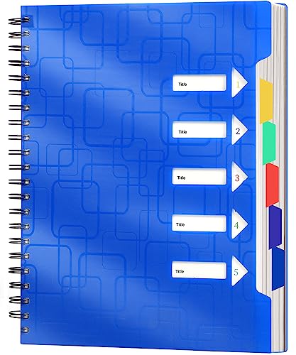 CAGIE Notizbuch A4 mit Register Spiralbindung 240 Blatt (120 Seiten) Klein Spirale Notizblock Liniert Block mit Register für Arbeit Office Schule College Essentials, Blau, 24x 29 cm von CAGIE